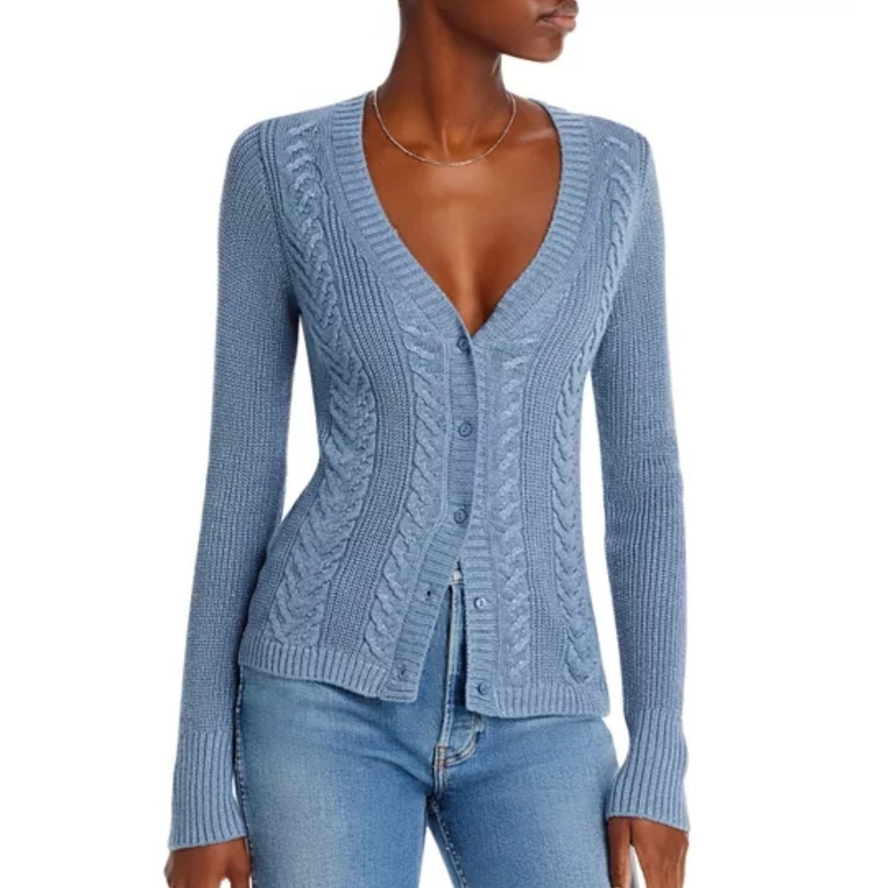 NWOT PAIGE Light Blue Cable Knit Cardigan